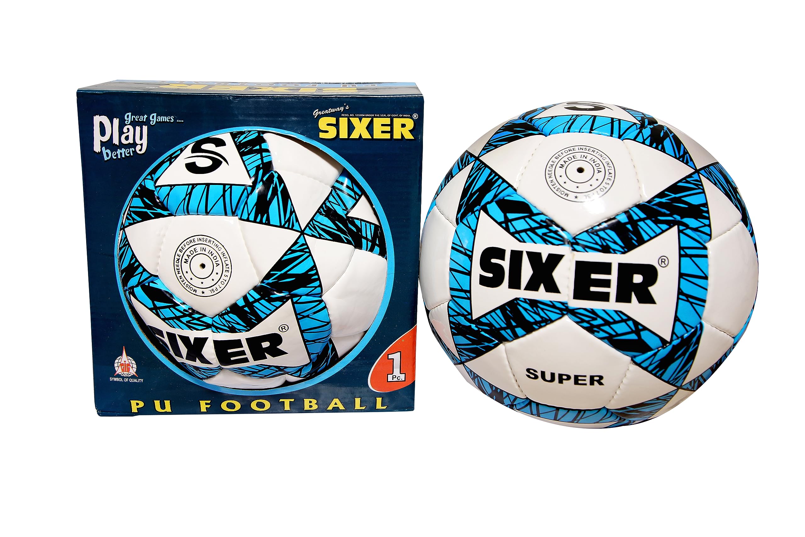 Buy SIXER Super Football, PU Hand Stitched 32 Panel Football for